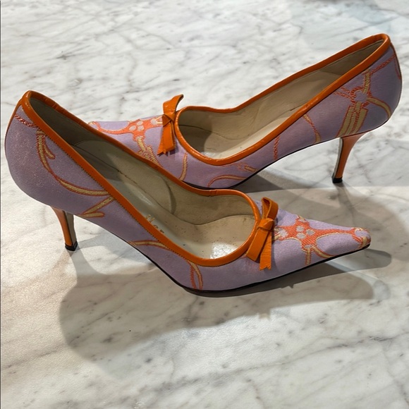 Betty muller sz 37 Elegant Orange and Purple Women's Heels Clemson games - Picture 1 of 6